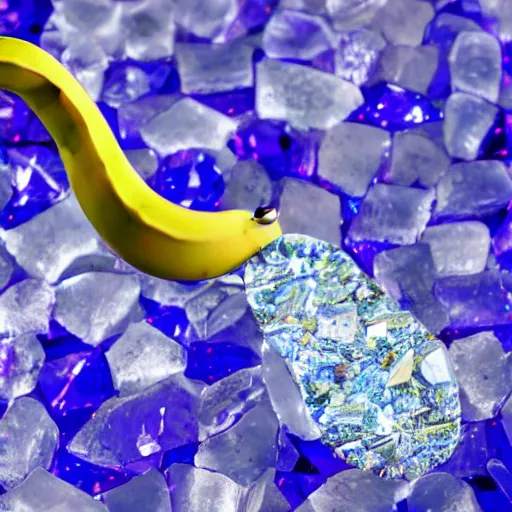 Prompt: A banana is made of topaz crystal.