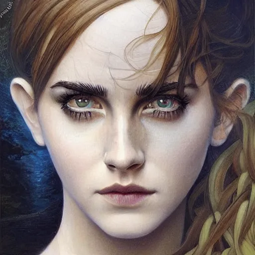 Image similar to an amazing masterpiece of art by gerald brom 🐐 🔥 emma watson