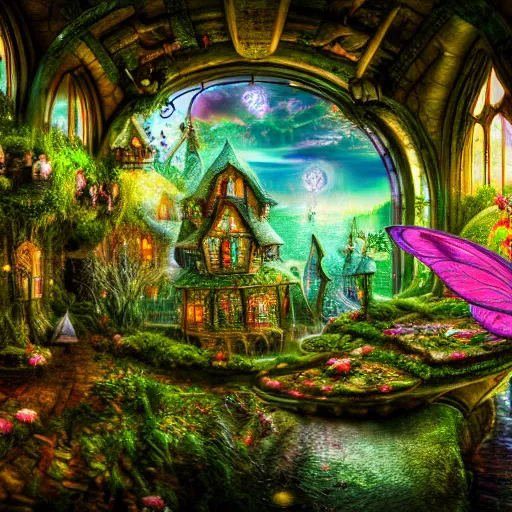 Image similar to photo inside an ethereal magical fairy city, highly detailed, 4k, HDR,