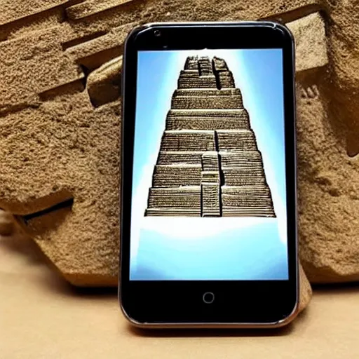 Image similar to a smartphone shape carved in ancient pyramids