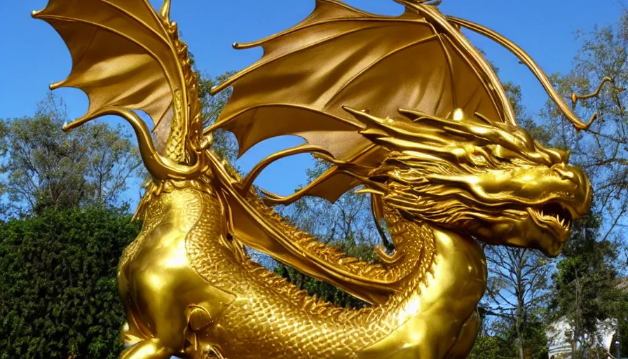 Image similar to golden statue of a dragon