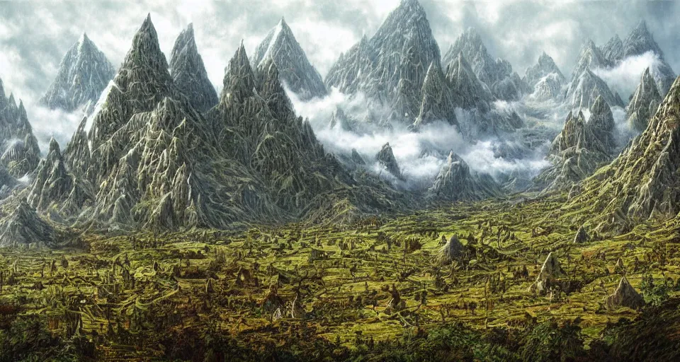 Prompt: Masterfully drawn mspaint art piece of middle-earth by James Gurney. Amazing beautiful incredible wow awe-inspiring fantastic masterpiece gorgeous fascinating glorious great.