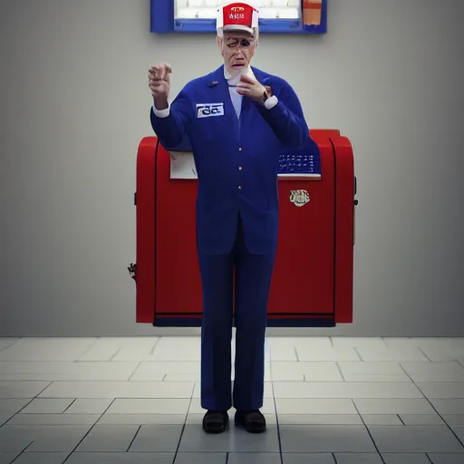 Image similar to hyperrealistic dslr film still of david letterman dressed as a usps postal worker, stunning 8 k octane comprehensive 3 d render, inspired by istvan sandorfi & greg rutkowski & unreal engine, perfect symmetry, dim volumetric cinematic lighting, extremely hyper - detailed, incredibly real lifelike attributes & flesh texture, intricate, masterpiece, artstation, stunning