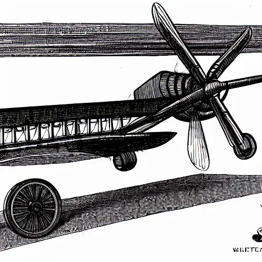 Prompt: detailed technical drawing of a flying machine