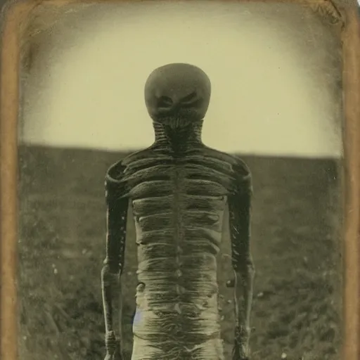 Image similar to daguerrotype of the first alien sighting in 1 8 8 5