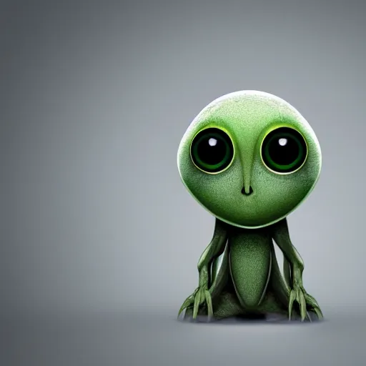 Image similar to big eyed gray alien, wearing green shirt