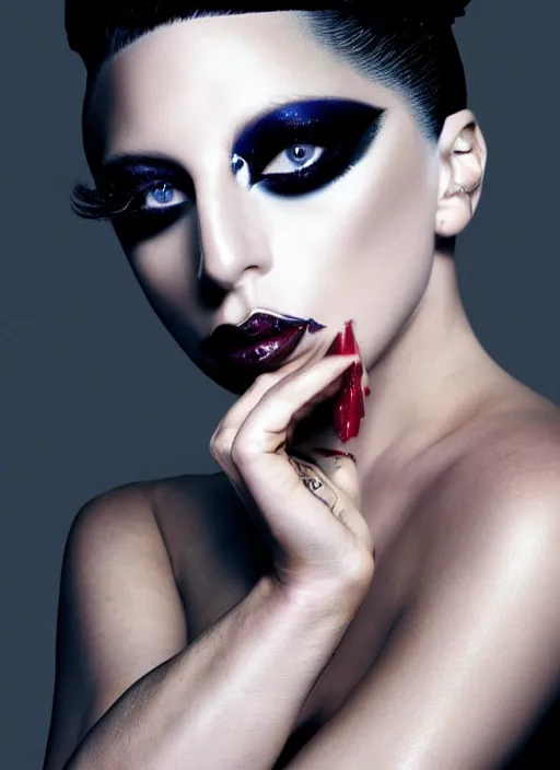 Prompt: lady gaga photoshoot by nick knight editorial studio lighting 4k makeup by Pat McGrath