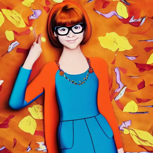 Image similar to Vogue Magazine spread of Velma from Scooby Doo, 4k, photorealistic