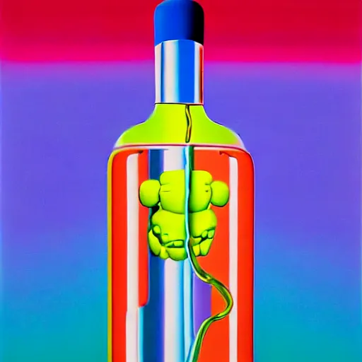 Image similar to vodka bottle by shusei nagaoka, kaws, david rudnick, airbrush on canvas, pastell colours, cell shaded, 8 k