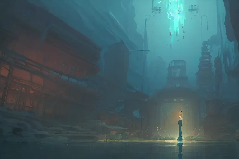 Prompt: drowned city of ancient horror, cory loftis, james gilleard, atey ghailan, makoto shinkai, goro fujita, studio ghibli, rim light, exquisite lighting, clear focus, very coherent, plain background, soft painting