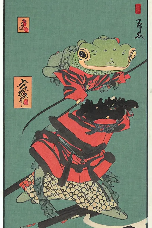 Image similar to samurai frog ukiyo-e