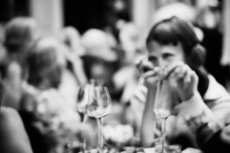 Image similar to candid close up of a guest at a party at the great gatsby's house, grainy, tri - x 4 0 0 tx