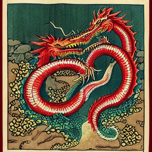 Prompt: lindworm kisses dragon