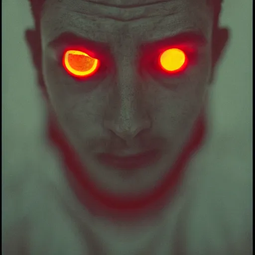 Image similar to a man with red glowing eyes