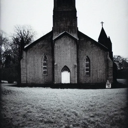 Prompt: Beautiful Liminal Grainy foggy disposable-camera Photograph of a church made from potatoes potatoes