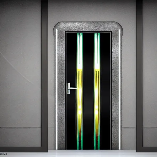 Prompt: photograph hyperrealistic art - deco sci - fi door