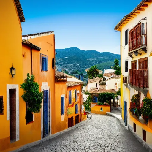 Prompt: A Spanish village. Seamless parallax background.