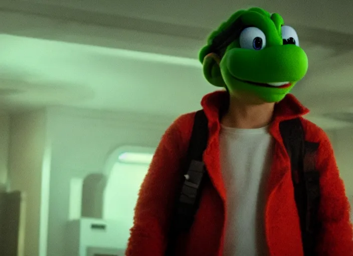 Image similar to film still of yoshi in the new sci - fi movie, 8 k