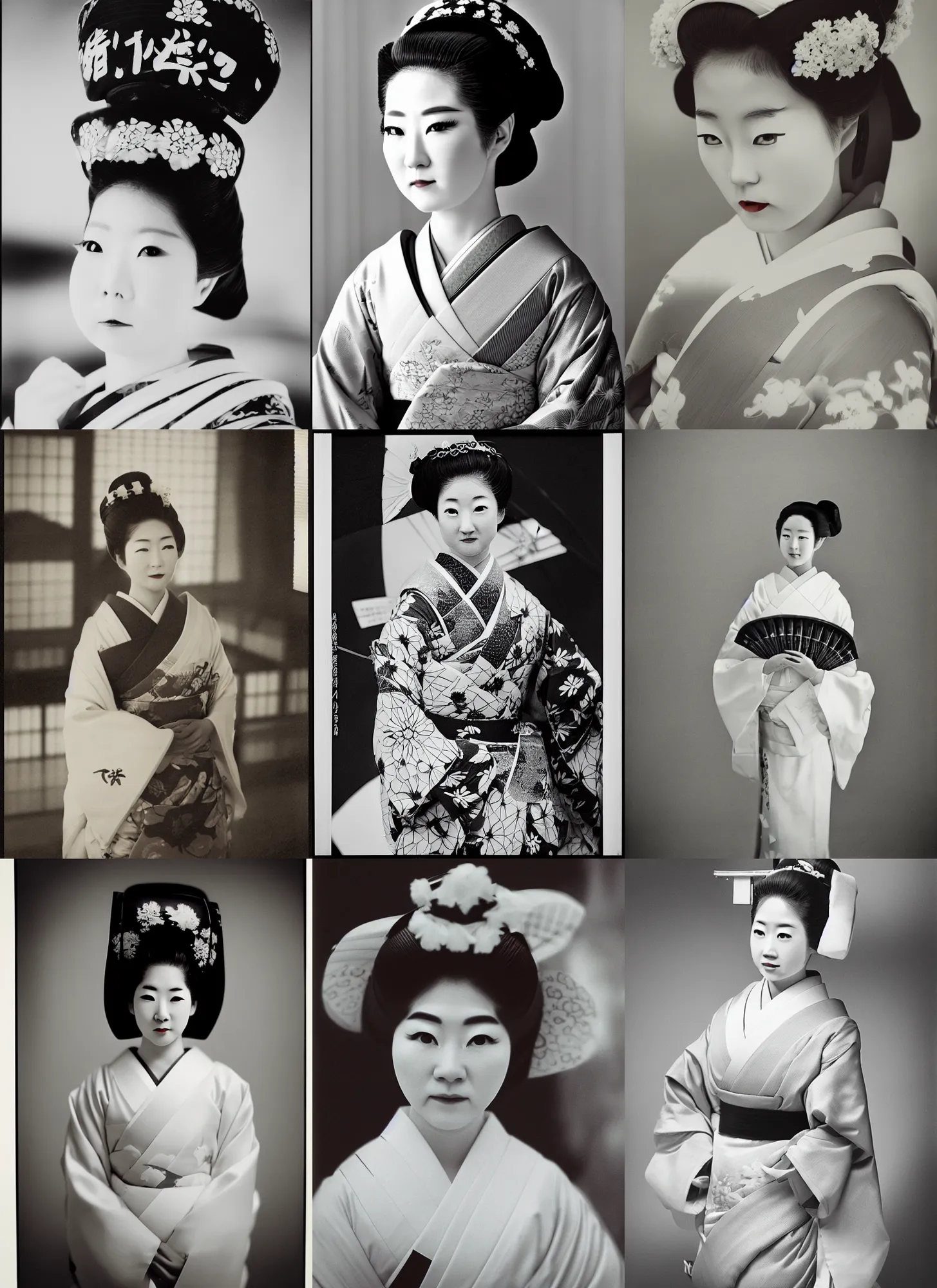 Prompt: Portrait Photograph of a Japanese Geisha Kodak Infrared Film