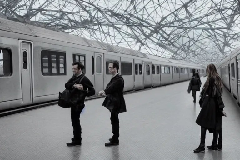 Image similar to vfx movie couple in a train station by emmanuel lubezki