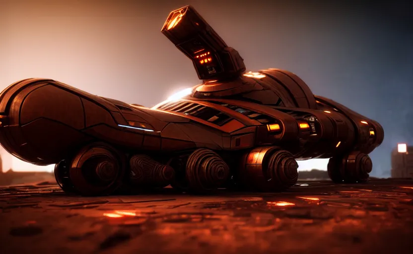 Image similar to profile picture, an armored futuristic sci fi vehicle, unreal engine, cinematic lighting, texture rust, texture electronic circuit, texture city at night, spaceship, profile picture