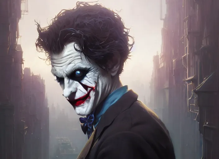 Image similar to highly detailed portrait of mark hamil as the joker, in batman, stephen bliss, unreal engine, fantasy art by greg rutkowski, loish, rhads, ferdinand knab, makoto shinkai and lois van baarle, ilya kuvshinov, rossdraws, tom bagshaw, global illumination, radiant light, detailed and intricate environment