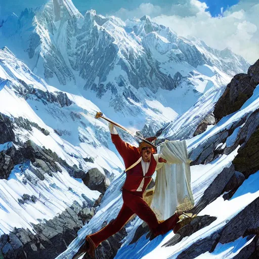 Image similar to Poetic sequence in Mr. Clean, a movie by Wes Anderson starring Adrian Brody. Adrian Brody tries to clean the windows of a large hotel in the Alps with mountain in the background. Elegant, intricate, digital painting, artstation, concept art, smooth, sharp focus, illustration, art by artgerm and greg rutkowski and alphonse mucha