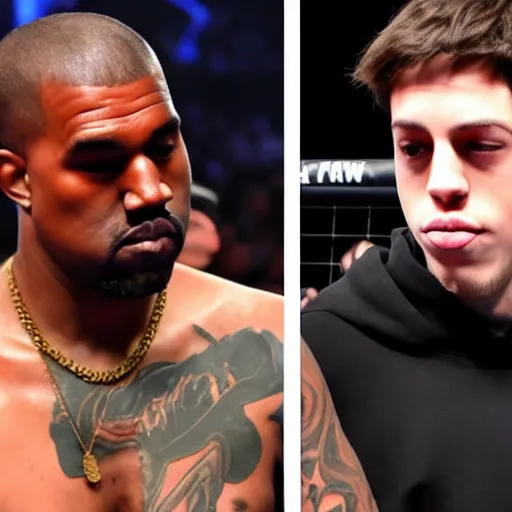 Image similar to kanye west fighting pete davidson in the ufc