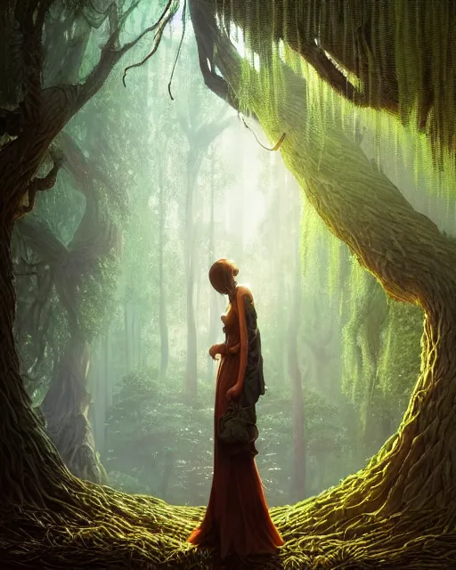 Image similar to highly detailed surreal vfx portrait of a cursed object in a shadowy forest by a willow tree, stephen bliss, unreal engine, greg rutkowski, loish, rhads, beeple, makoto shinkai and lois van baarle, ilya kuvshinov, rossdraws, tom bagshaw, alphonse mucha, global illumination, detailed and intricate environment