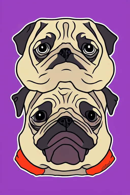 Image similar to portrait of a pug skeletor, sticker, colorful, illustration, highly detailed, simple, smooth and clean vector curves, no jagged lines, vector art, smooth