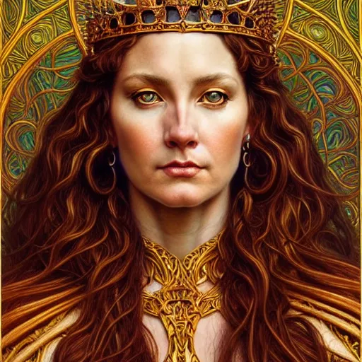 Prompt: highly detailed portrait of a majestic lioness queen in the form of a beautiful woman. d & d, art by donato giancola and evelyn de morgan. trending on artstation, intricate details, energetic composition, golden ratio, concept art, illustration, elegant art, global illuminaition