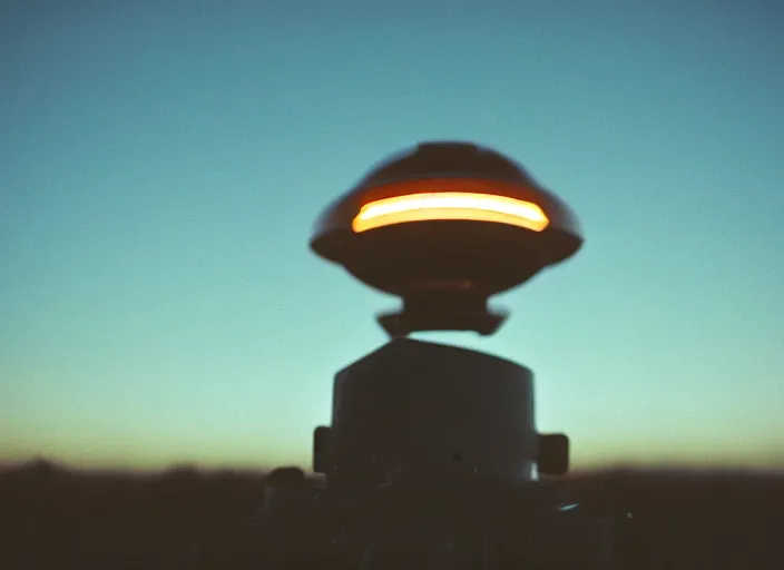 Prompt: a 3 5 mm photo of an alien spaceship, bokeh, canon 5 0 mm, cinematic lighting, dramatic, film, photography, golden hour, depth of field, award - winning, 3 5 mm film grain