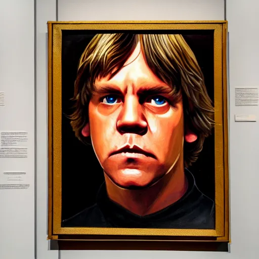 Prompt: a portrait painting of luke skywalker from star wars in a renaissance style hanging in a museum