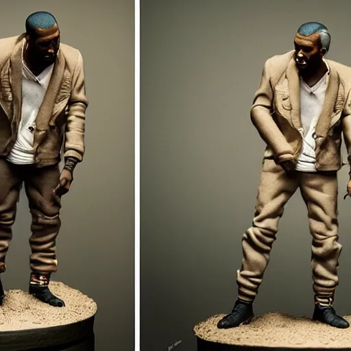 Prompt: detailed studio photography of a close up claymation diorama of kanye west, detailed, by erwin olaf, joop geesink, wes anderson, jim henson, brian froud, breathtaking, uhd resolution, beautiful lighting, studio light, extremely detailed, establishing shot, realistic materials, hyperrealistic