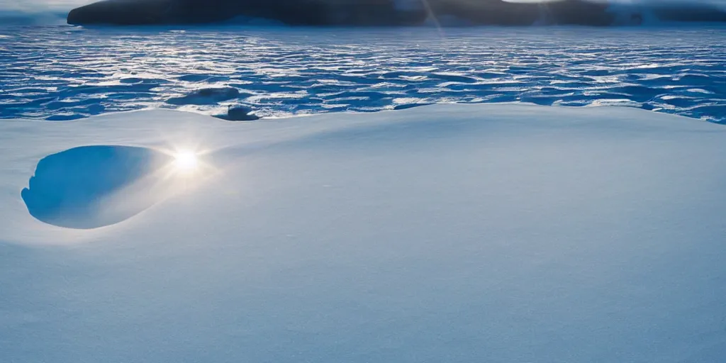 Prompt: a great photograph of the most amazing golf hole in the world, perfect light, antarctica on the most beautiful day, on top of an iceberg, ambient light, 5 0 mm, golf digest, top 1 0 0, fog