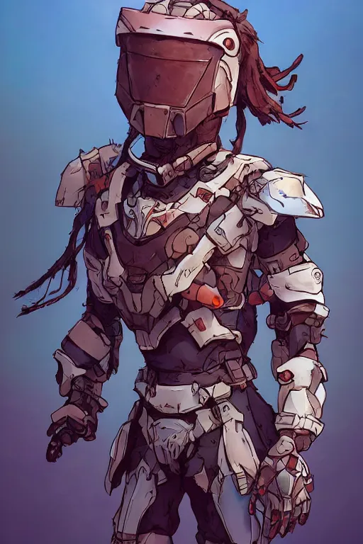 Image similar to combination suit armor aloy horizon forbidden west horizon zero dawn robot ninja mask helmet backpack tribal, art gta 5 comics, official fanart behance hd artstation by jesper ejsing, by rhads, makoto shinkai and lois van baarle, ilya kuvshinov, ossdraws radiating a glowing aura cgi rtx 2 0 2 2