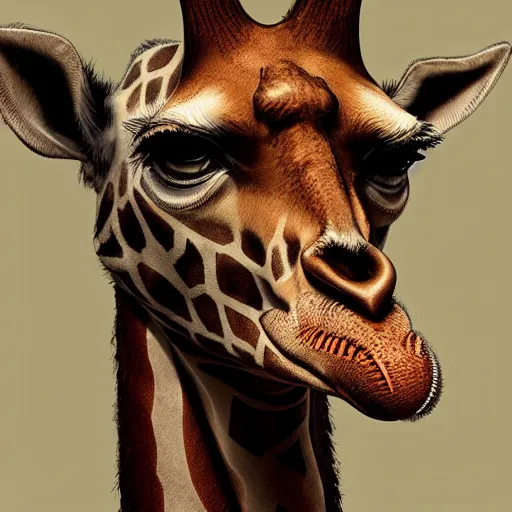 Prompt: A anthropomorphic Giraffe Man, hyperdetailed, artstation, cgsociety, 8k