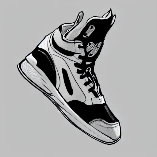 Prompt: basketball sneaker concept art, artstation, sharp focus, illustration, concept art by tooth wu