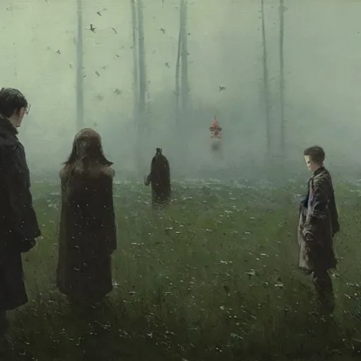 Image similar to a still of matrix, painting by jakub rozalski,