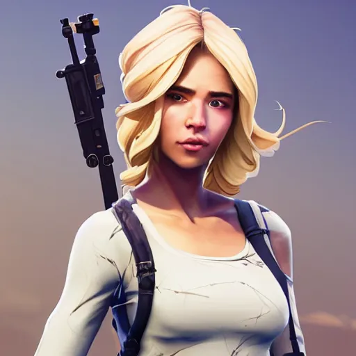 Image similar to blonde female : : as polished sniper cosplay : : weta disney pixar movie still photo : : hi - fructose, sci fi decadent highly - detailed digital painting, golden ratio, octane render, artstation, smooth, sharp focus, fortnite, artgerm, mucha, loish, wlop : :