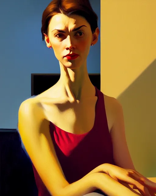 Image similar to portrait of a woman with a woman, clemente, francescomau wilson, edward hopper and james gilleard filonov, beautiful face, octane rendering