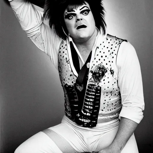 Image similar to jack black as ziggy stardust, vintage photo, 8 k