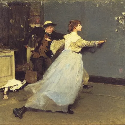 Image similar to actress rehearsing an action scene by alfred stevens