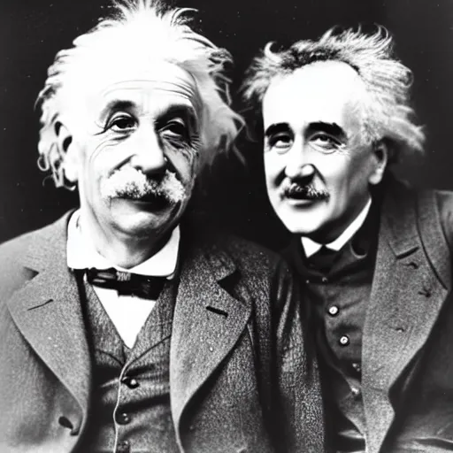 Image similar to vintage photo of Einstein and Thomas Alva Edison