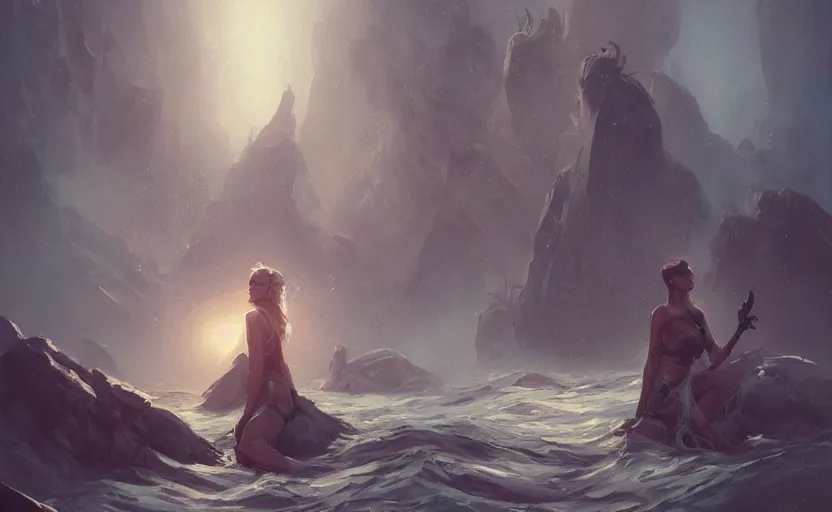 Image similar to A painting of Sirens trending on artstation in the style of Greg Rutkowski