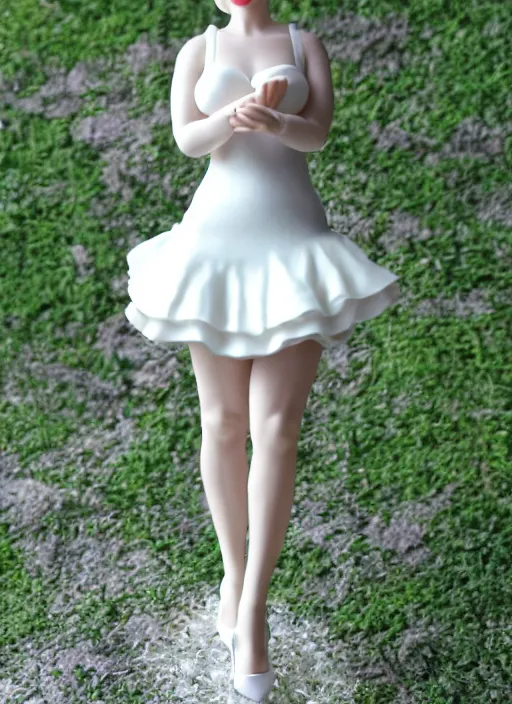 Prompt: Product Introduction Photos, 4K, Full body, 80mm resin detailed miniature of an attractive mature lady in White and short ruffled skirt