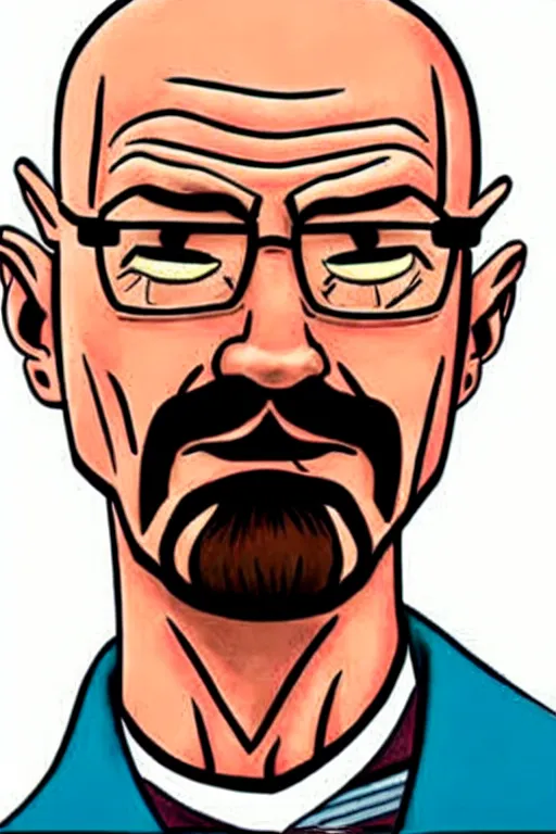 Image similar to walter white, in the style of dan decarlo, as drawn by dan decarlo for archie comics,