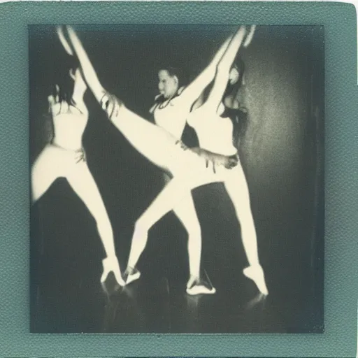 Prompt: polaroid of dancers, smudge, lo fi, mix, texture