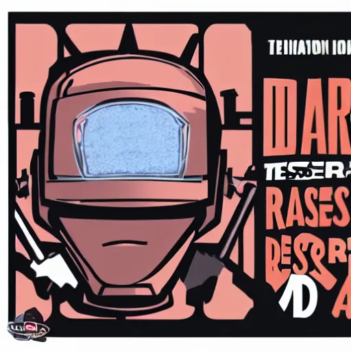 Prompt: robocop wearing d. a. r. e to resist drugs and violence shirt