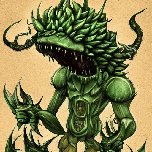 Prompt: A fierce plant monster, trending on art station